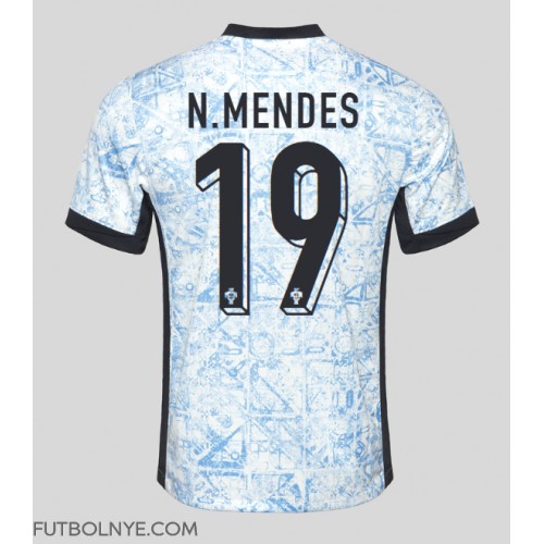 Camiseta Portugal Nuno Mendes #19 Visitante Equipación Eurocopa 2024 manga corta